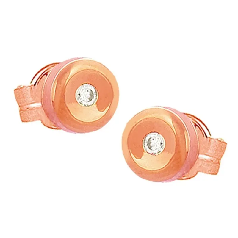 Pendientes Oro Rosa 18k modelo Tu Diamante (2 Diamantes 1,75mm. 0,06cts.) Medida: 4,65mm.