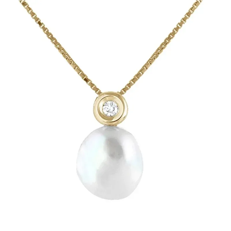 Collar Oro Amarillo 18k modelo Tu Diamante (1 diamante de 2mm. 0,04 cts.) (1 perla barroca 11x13mm.)