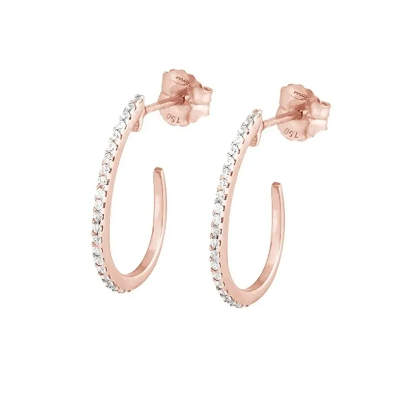 Pendientes Oro Rosa 18k modelo Viena (44 diamantes 1,00mm. 0,23cts.) Medida 20x15mm.