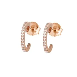 Pendientes Oro Rosa 18k modelo Viena (32 diamantes 1,00mm. 0,23cts.) Medida 12mm.