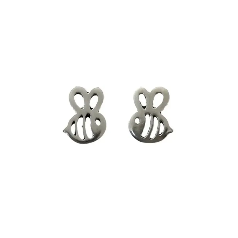 Pendientes plata Ley 925m abeja 9mm. calada lisa cierre presión