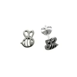 Pendientes plata Ley 925m abeja 9mm. calada lisa cierre presión