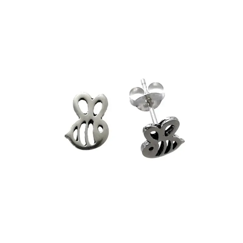 Pendientes plata Ley 925m abeja 9mm. calada lisa cierre presión