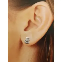 Pendientes plata Ley 925m abeja 9mm. calada lisa cierre presión
