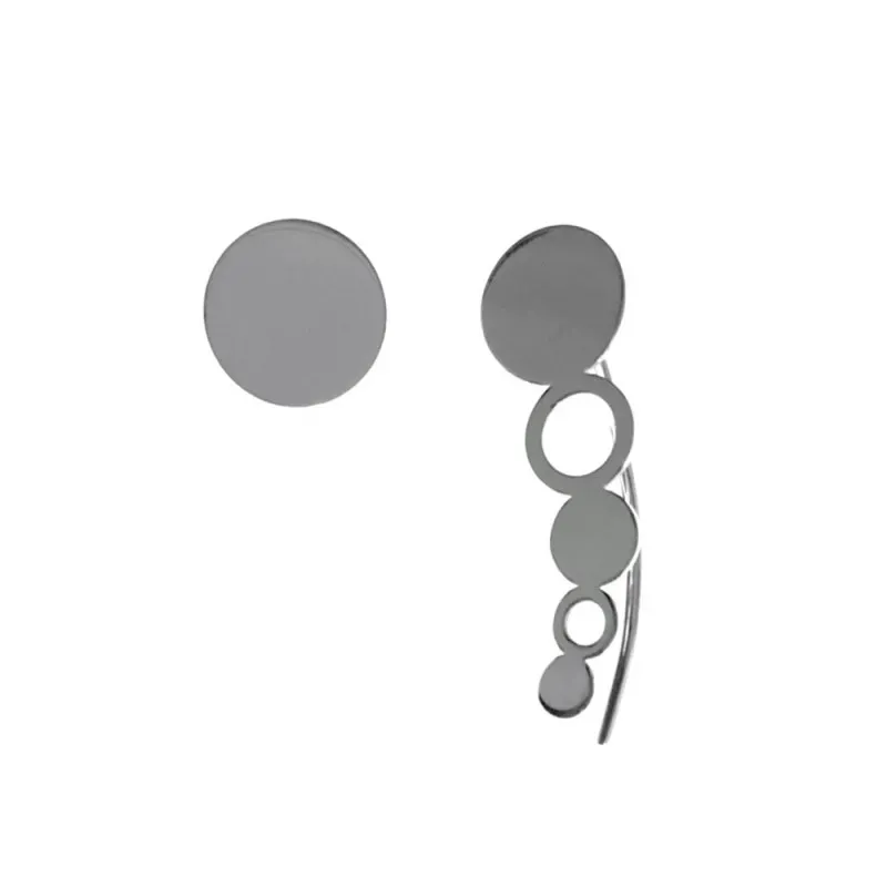 Pendientes plata Ley 925m círculo simple 8mm. cierre presión trepador 22mm. círculos lisos calados