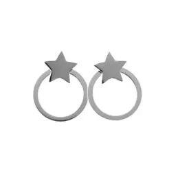Pendientes plata Ley 925m desmontables aro 11mm. estrella lisa 7mm. cierre presión