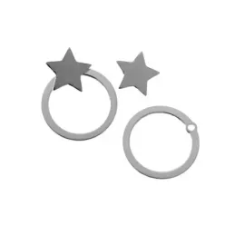 Pendientes plata Ley 925m desmontables aro 11mm. estrella lisa 7mm. cierre presión