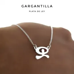 Gargantilla plata Ley 925m cadena barbada 39cm. detalle Indalo liso cierre reasa