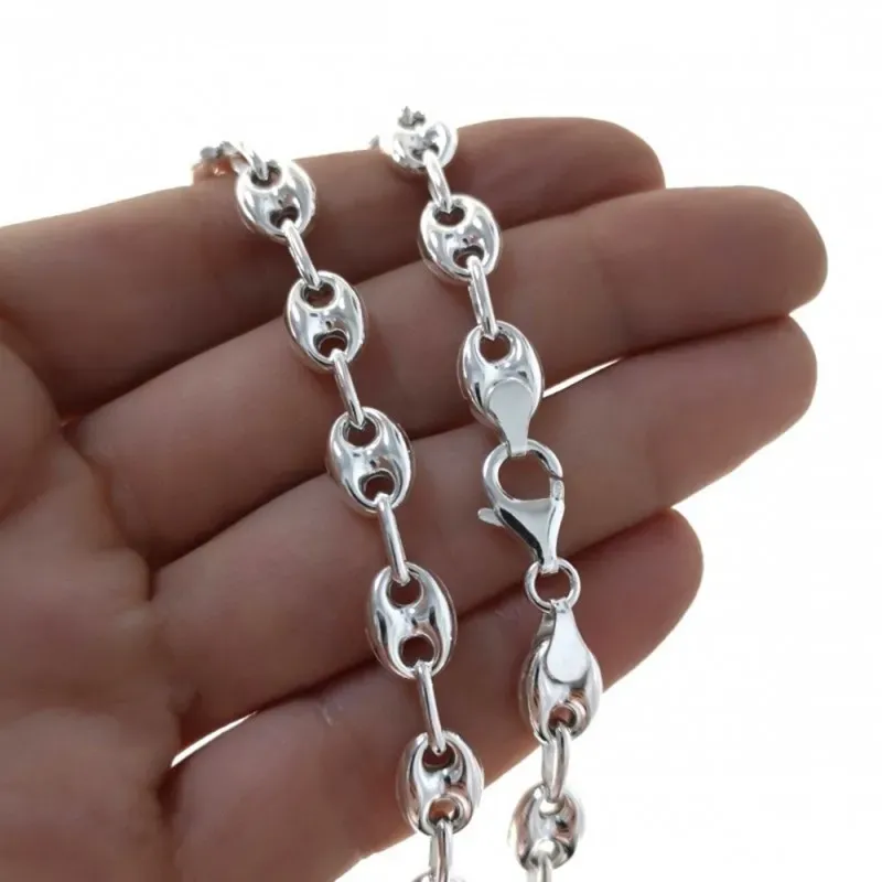 Cadena plata Ley 925m 60cm. modelo calabrote lisa cierre mosquetón