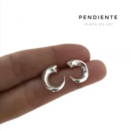 Pendientes plata Ley 925m lisos 15mm. medio aro cierre presión