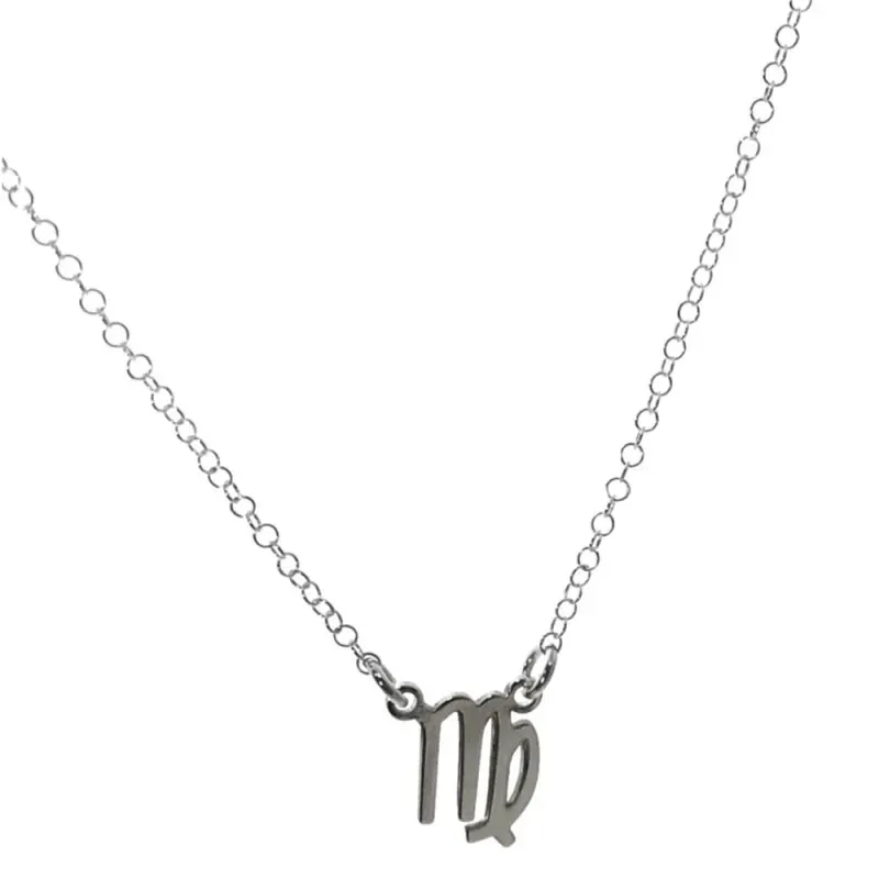 Gargantilla plata Ley 925m cadena rolo 44cm. detalle signo Zodiaco Virgo liso