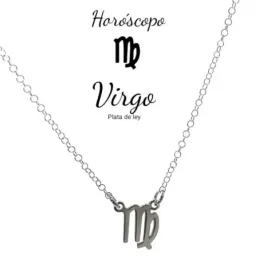 Gargantilla plata Ley 925m cadena rolo 44cm. detalle signo Zodiaco Virgo liso