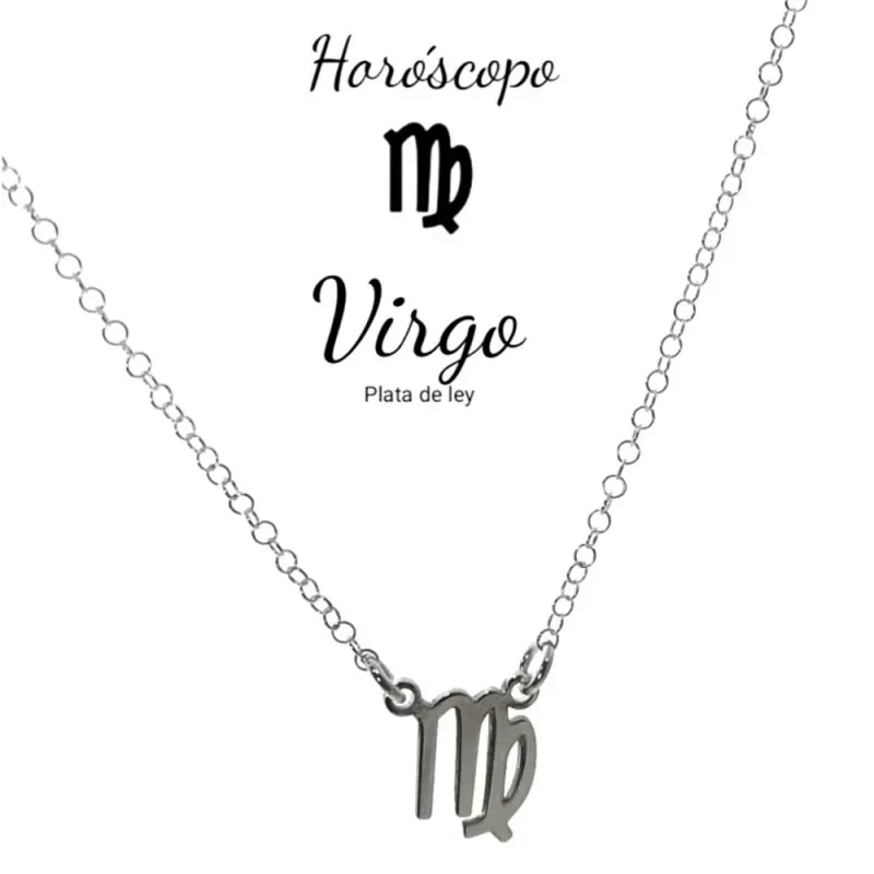 Gargantilla plata Ley 925m cadena rolo 44cm. detalle signo Zodiaco Virgo liso