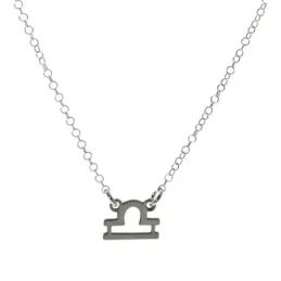 Gargantilla plata Ley 925m cadena rolo 44cm. detalle signo Zodiaco Libra liso