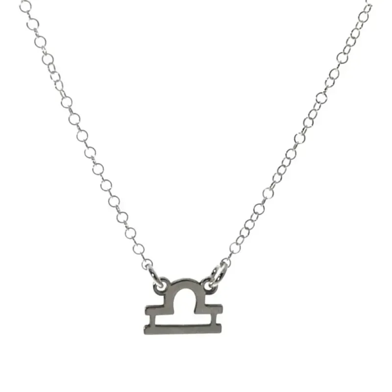 Gargantilla plata Ley 925m cadena rolo 44cm. detalle signo Zodiaco Libra liso