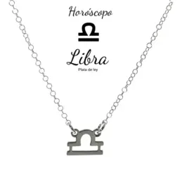 Gargantilla plata Ley 925m cadena rolo 44cm. detalle signo Zodiaco Libra liso