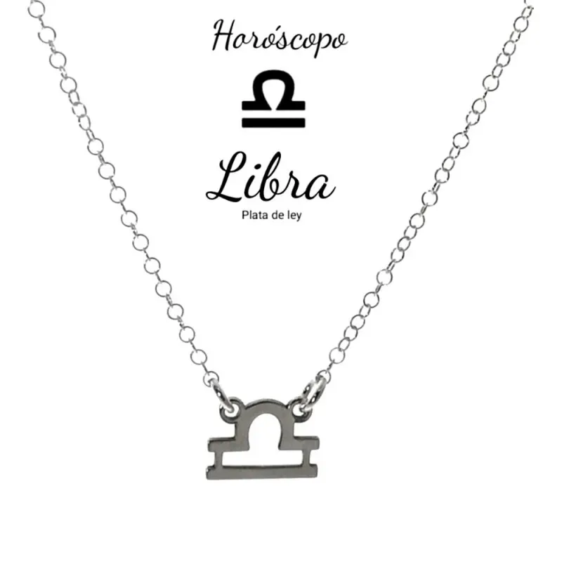 Gargantilla plata Ley 925m cadena rolo 44cm. detalle signo Zodiaco Libra liso