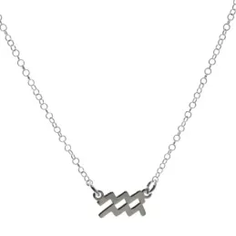 Gargantilla plata Ley 925m cadena rolo 44cm. detalle signo Zodiaco Acuario liso