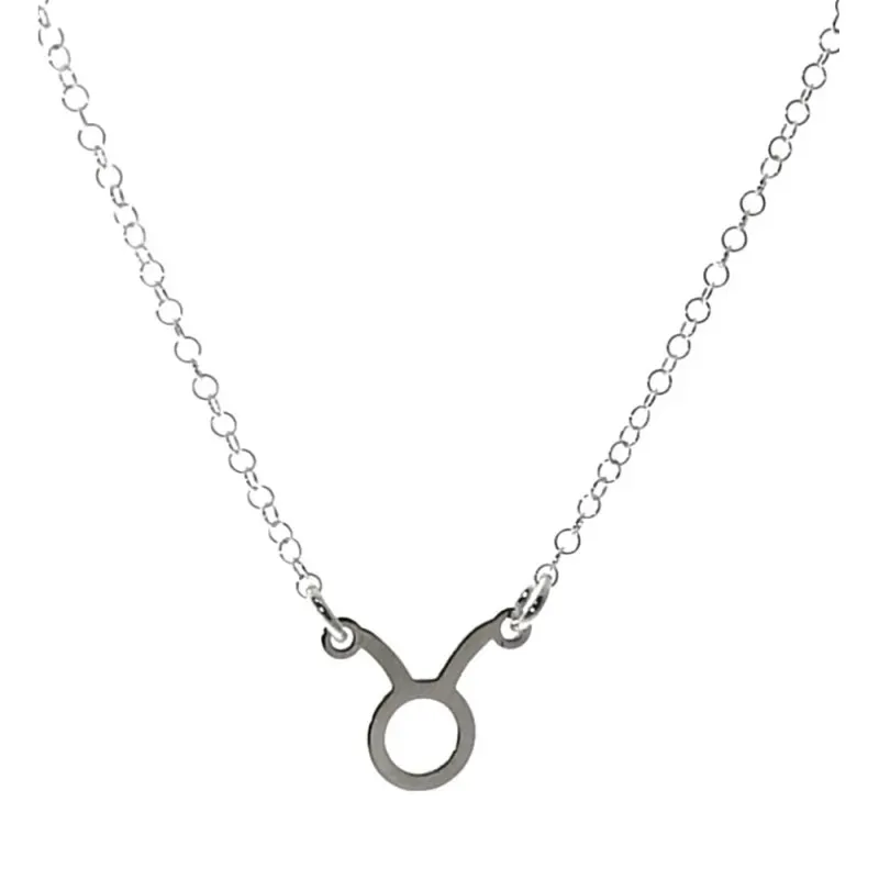 Gargantilla plata Ley 925m cadena rolo 44cm. detalle signo Zodiaco Tauro liso