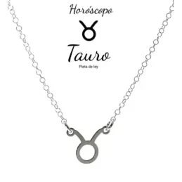 Gargantilla plata Ley 925m cadena rolo 44cm. detalle signo Zodiaco Tauro liso
