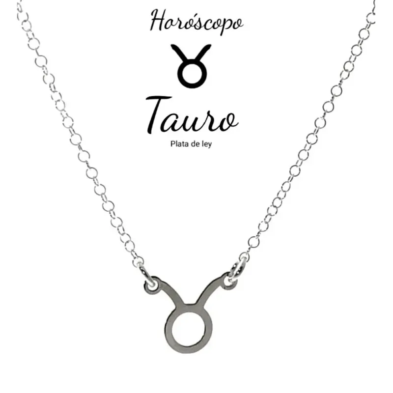 Gargantilla plata Ley 925m cadena rolo 44cm. detalle signo Zodiaco Tauro liso