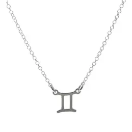 Gargantilla plata Ley 925m cadena rolo 44cm. detalle signo Zodiaco Géminis liso