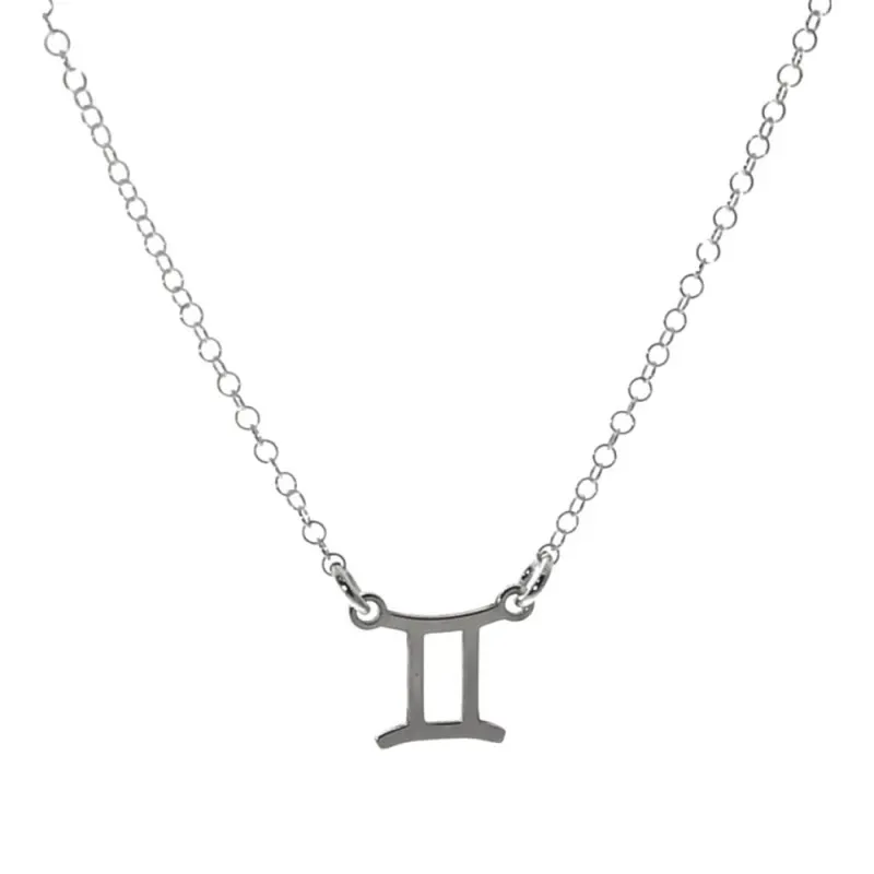 Gargantilla plata Ley 925m cadena rolo 44cm. detalle signo Zodiaco Géminis liso