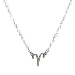 Gargantilla plata Ley 925m cadena rolo 44cm. detalle signo Zodiaco Aries liso