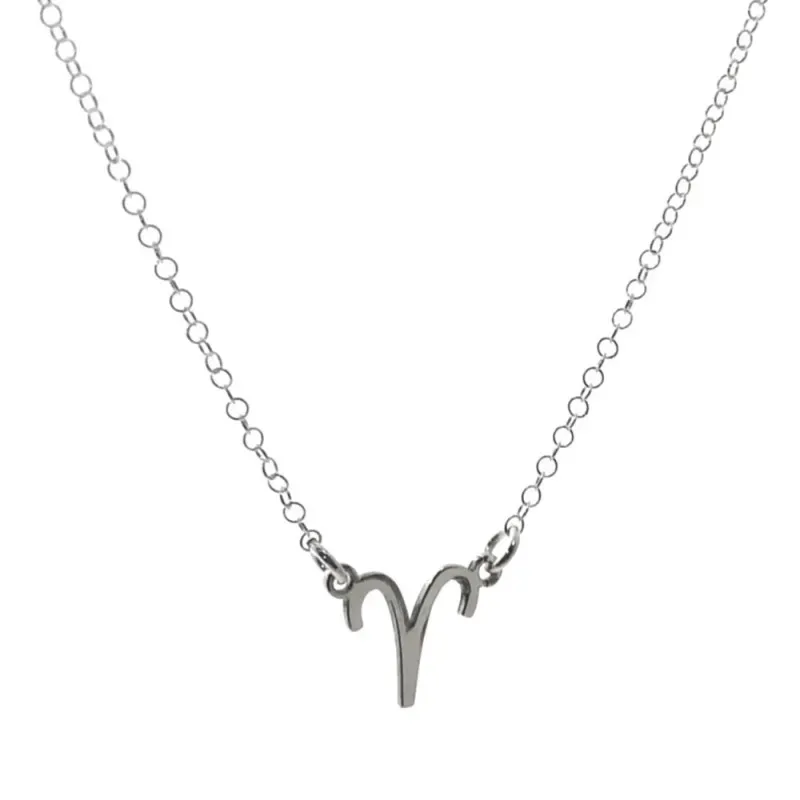 Gargantilla plata Ley 925m cadena rolo 44cm. detalle signo Zodiaco Aries liso