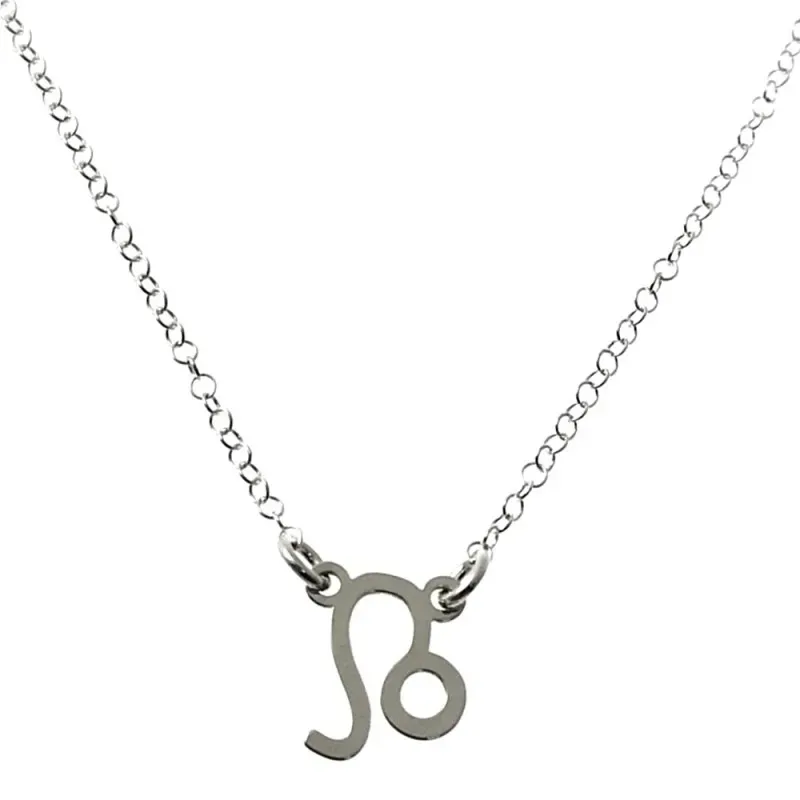 Gargantilla plata Ley 925m cadena rolo 44cm. detalle signo Zodiaco Leo liso