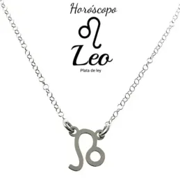 Gargantilla plata Ley 925m cadena rolo 44cm. detalle signo Zodiaco Leo liso