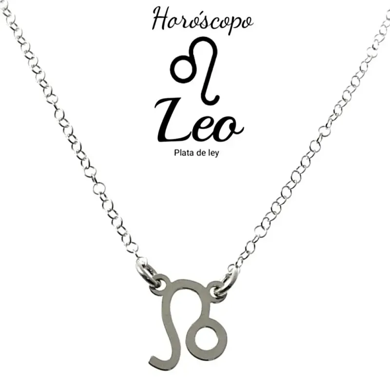 Gargantilla plata Ley 925m cadena rolo 44cm. detalle signo Zodiaco Leo liso