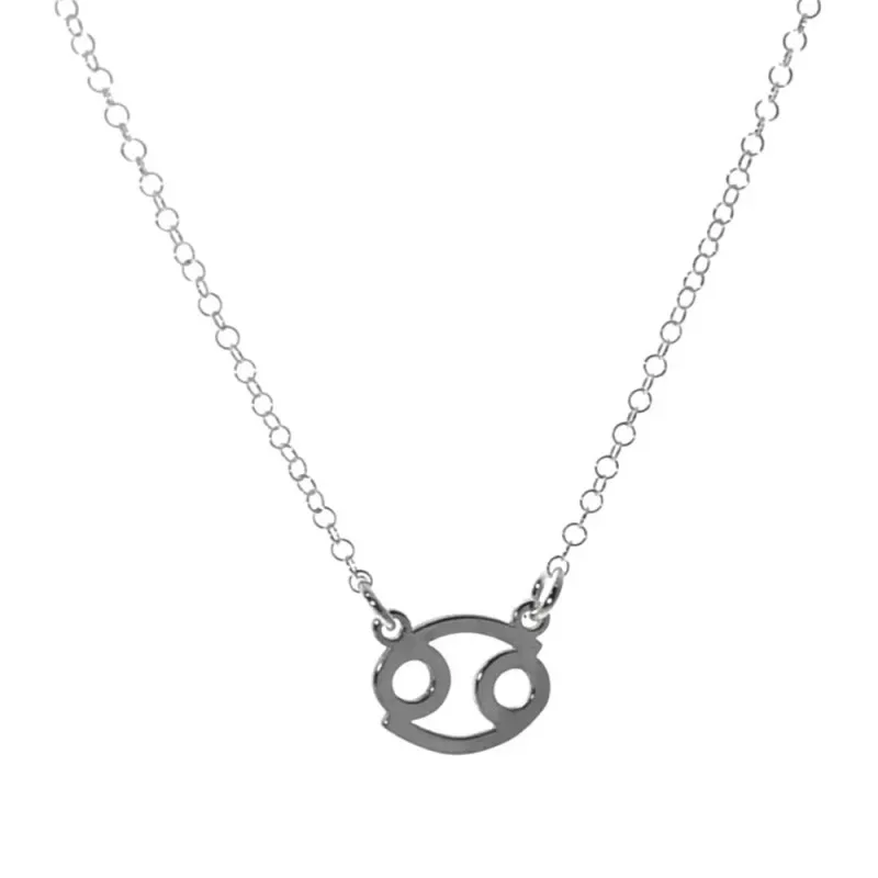 Gargantilla plata Ley 925m cadena rolo 44cm. detalle signo Zodiaco Cáncer liso