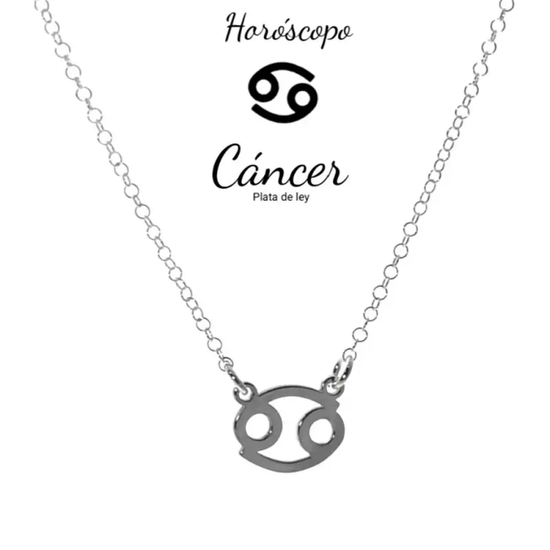 Gargantilla plata Ley 925m cadena rolo 44cm. detalle signo Zodiaco Cáncer liso