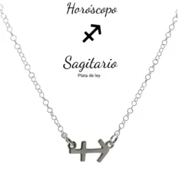 Gargantilla plata Ley 925m cadena rolo 44cm. detalle signo Zodiaco Sagitario liso