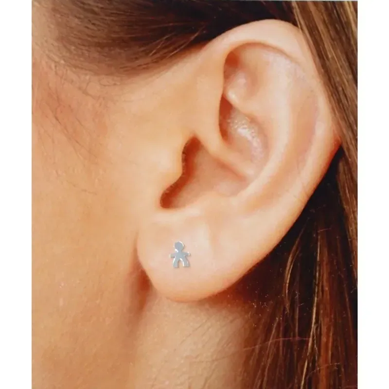 Pendientes mini plata Ley 925m par muñeco niño 6mm. mujer cierre presión