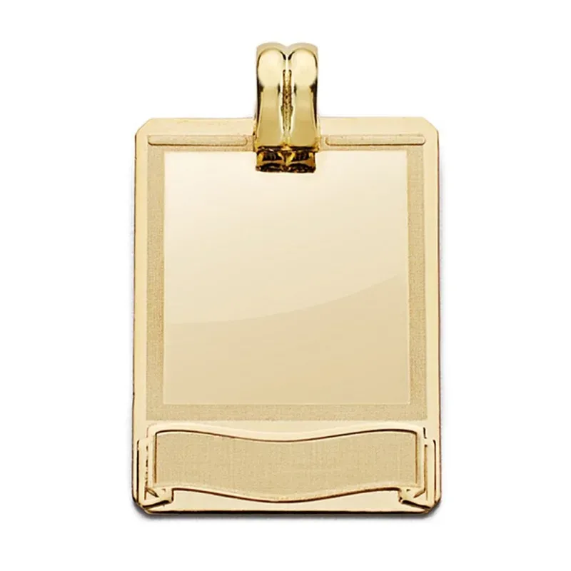 Colgante chapa oro 18k láser 28mm. grabación de imagen incluida en el precio