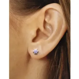 Pendientes plata Ley 925m estrellas esmaltadas 7mm. color morado cierre tornillo niña