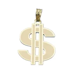 Colgante oro 18k símbolo dólar 30mm. láser unisex