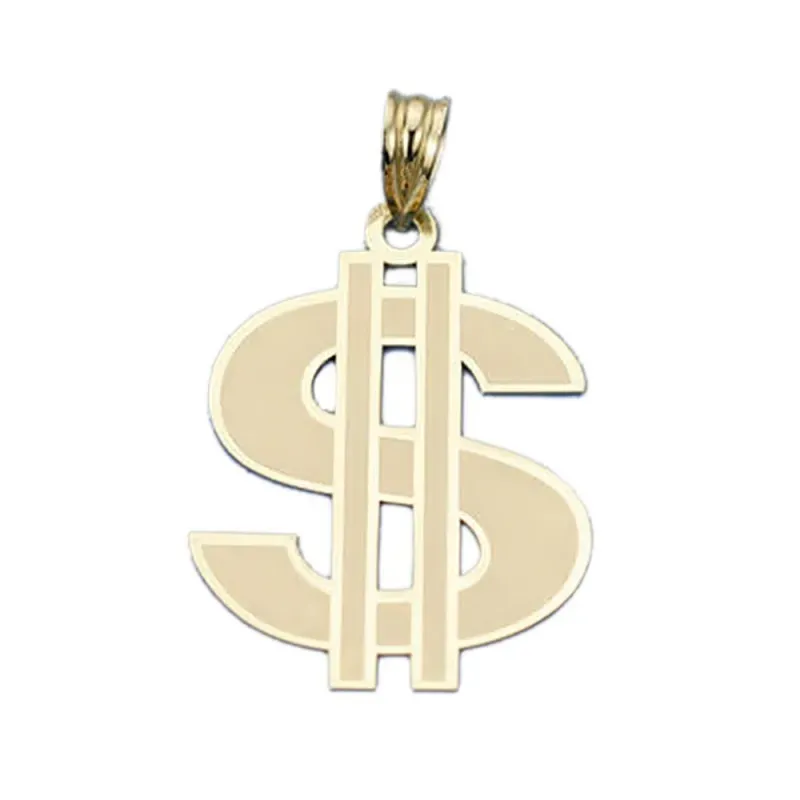 Colgante oro 18k símbolo dólar 30mm. láser unisex