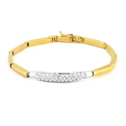 Pulsera oro bicolor 18k centro detalle circonitas cierre seguridad