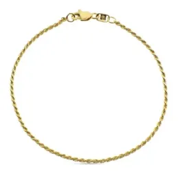 Pulsera oro 18k cordón salomónico 20cm. lisa cierre mosquetón