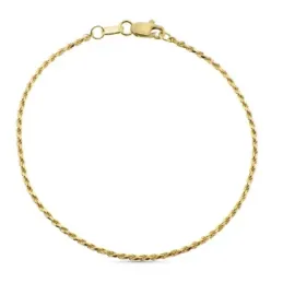 Pulsera oro 18k cordón salomónico 19cm. lisa cierre mosquetón