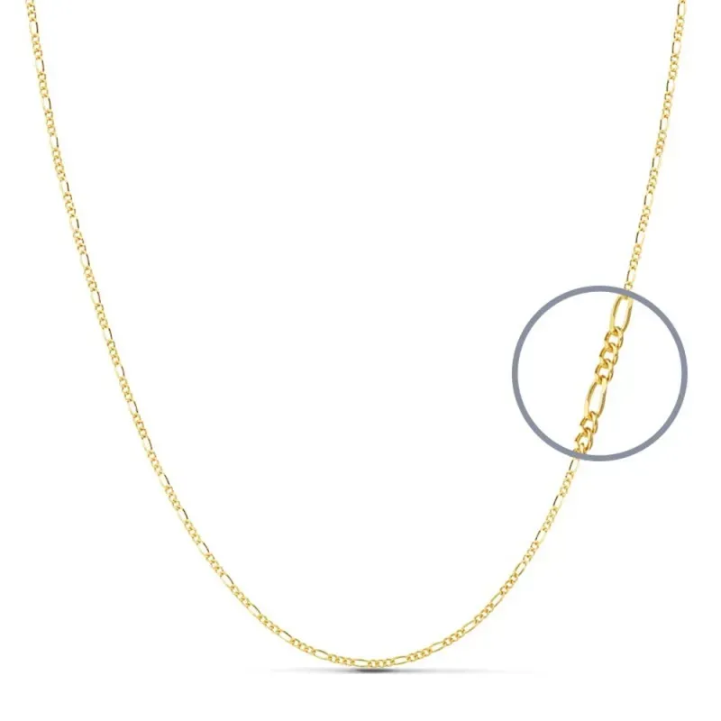 Cadena oro 18k 45cm. alterna eslabones 3x1 lisa cierre reasa