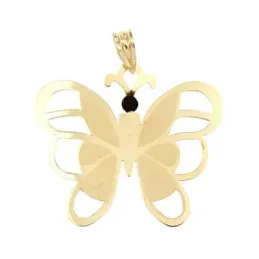 Colgante oro 18k mariposa lisa alas caladas