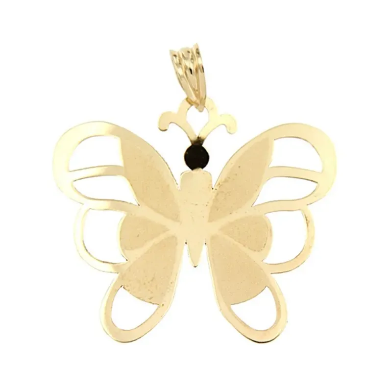 Colgante oro 18k mariposa lisa alas caladas