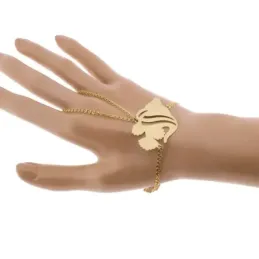 Pulsera oro 18k enganche dedo detalle pez calado matizado india cierre mosquetón