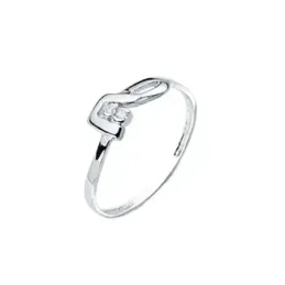Sortija oro blanco 18k diamante brillante 0.026ct. detalle forma delante
