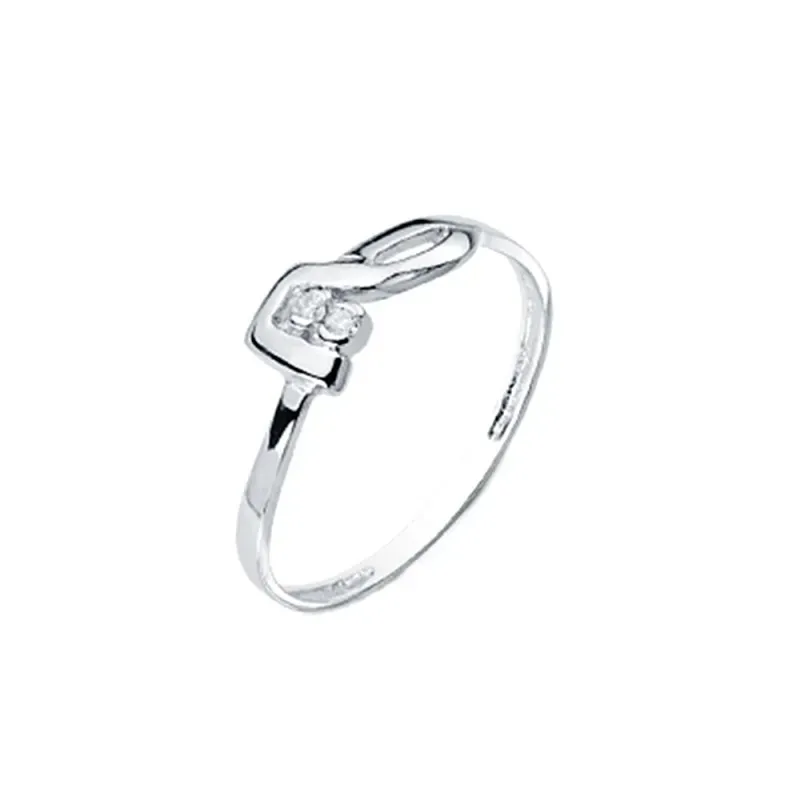 Sortija oro blanco 18k diamante brillante 0.026ct. detalle forma delante