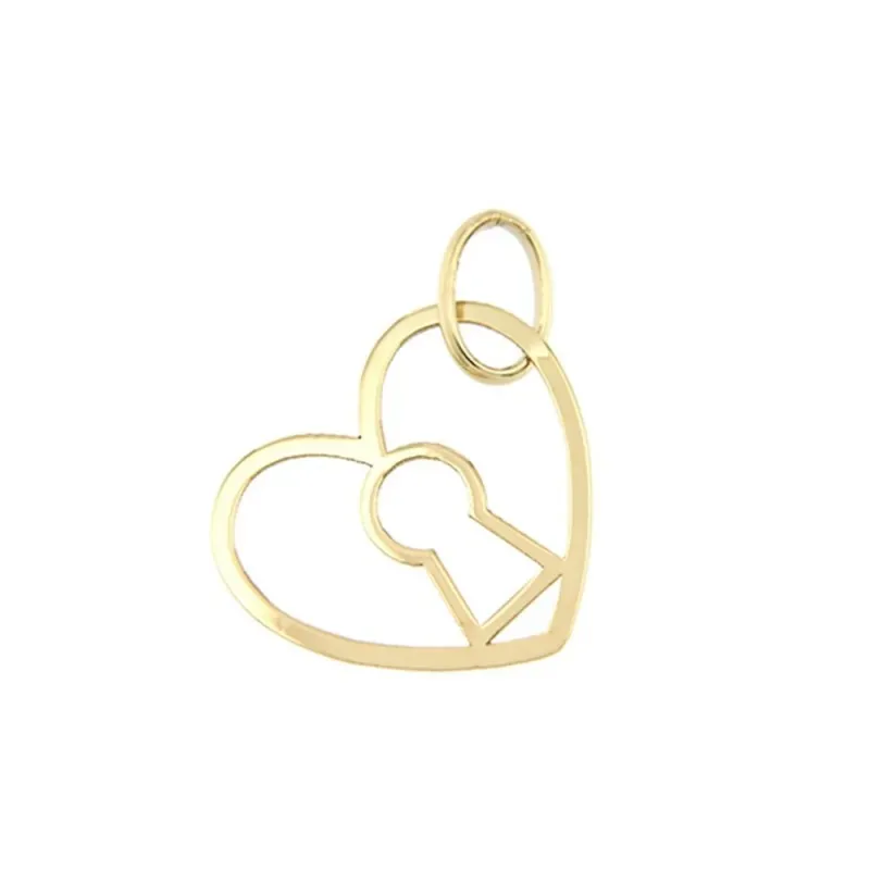 Colgante oro 18k silueta 13mm. corazón dentro cerradura liso